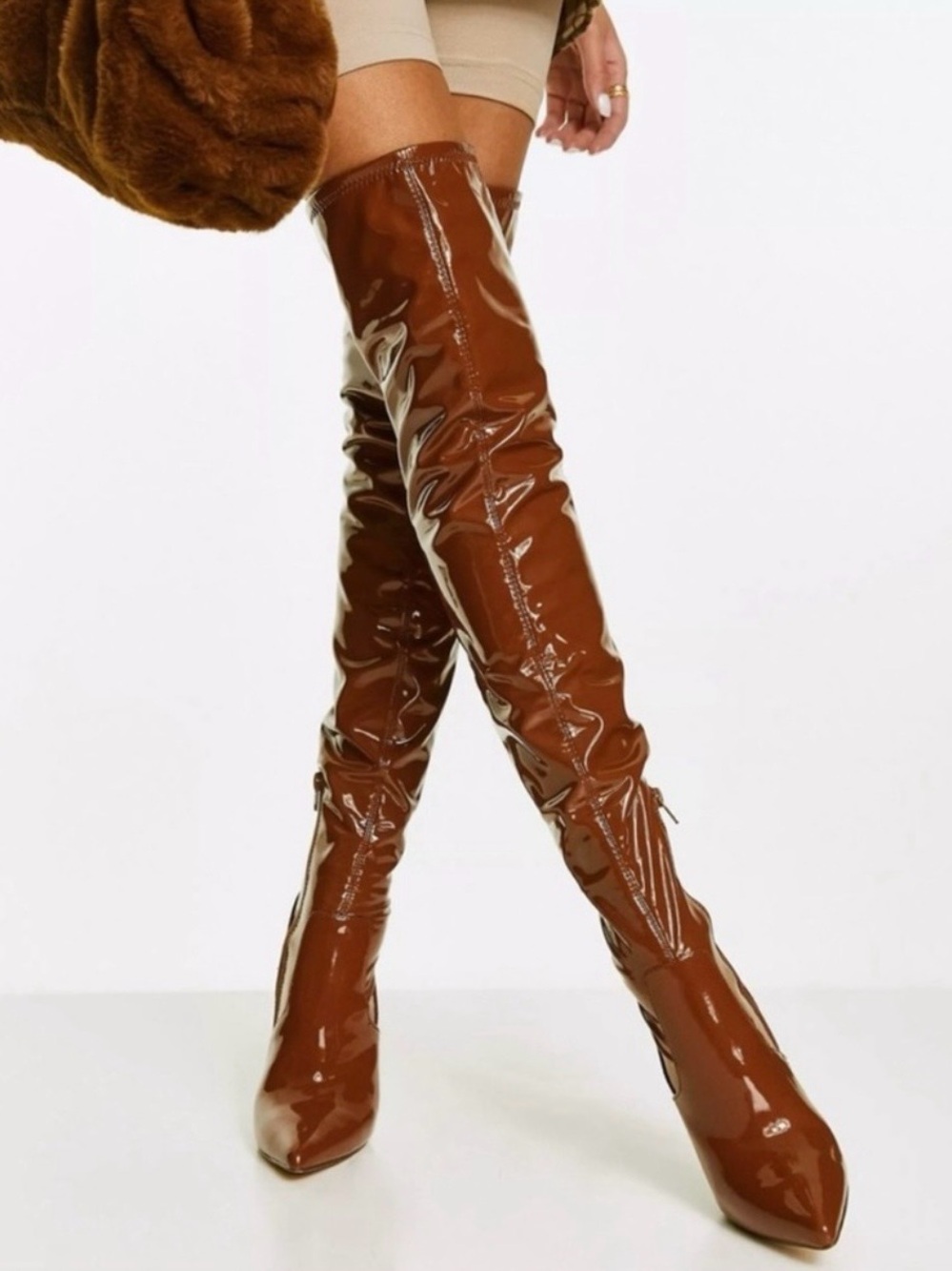 Steve Madden Chestnut Patent Over-the-Knee Boots